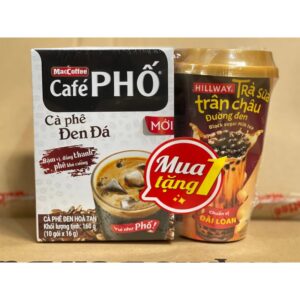 Cà Phê Phố Đen Đá tặng Trà Sữa Trân Châu 10 gói 16g