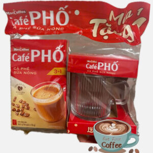 Cà phê Phố sữa nóng 3 in 1 tặng ly thuỷ tinh 160g