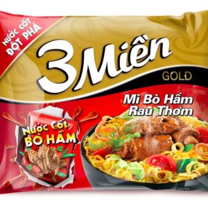 Mì 3 Miền Gold bò hầm rau thơm thùng 30 gói 75g