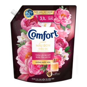 Nước xả vải Comfort đậm đặc hương mẫu đơn kiêu sa túi 3.1 lít