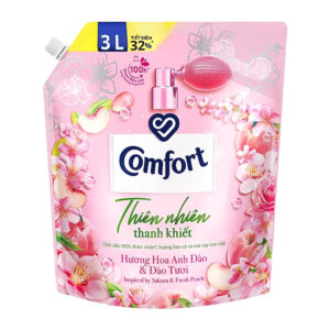 Nước xả vải Comfort Thiên nhiên thanh khiết Hoa anh đào & đào tươi túi 3 lít
