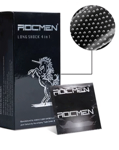 Bao cao su Rocmen Longshock Đen gân gai kéo dài thời gian